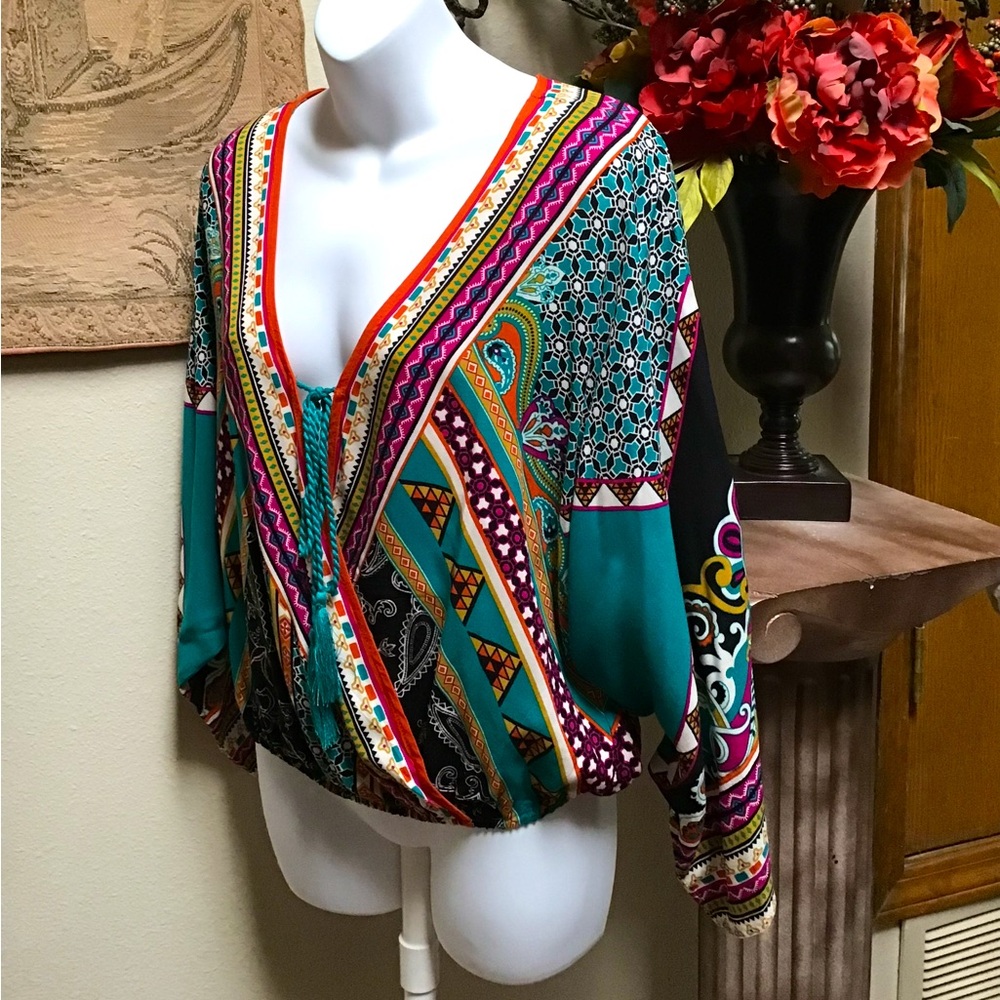 Flying Tomato Multicolor Boho V-Neck Blouse